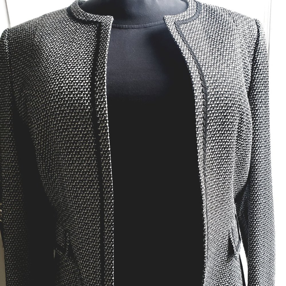 Tahari Authur S Levine Blazer Jacket Black White Size 16 Pictured on SZ 14
